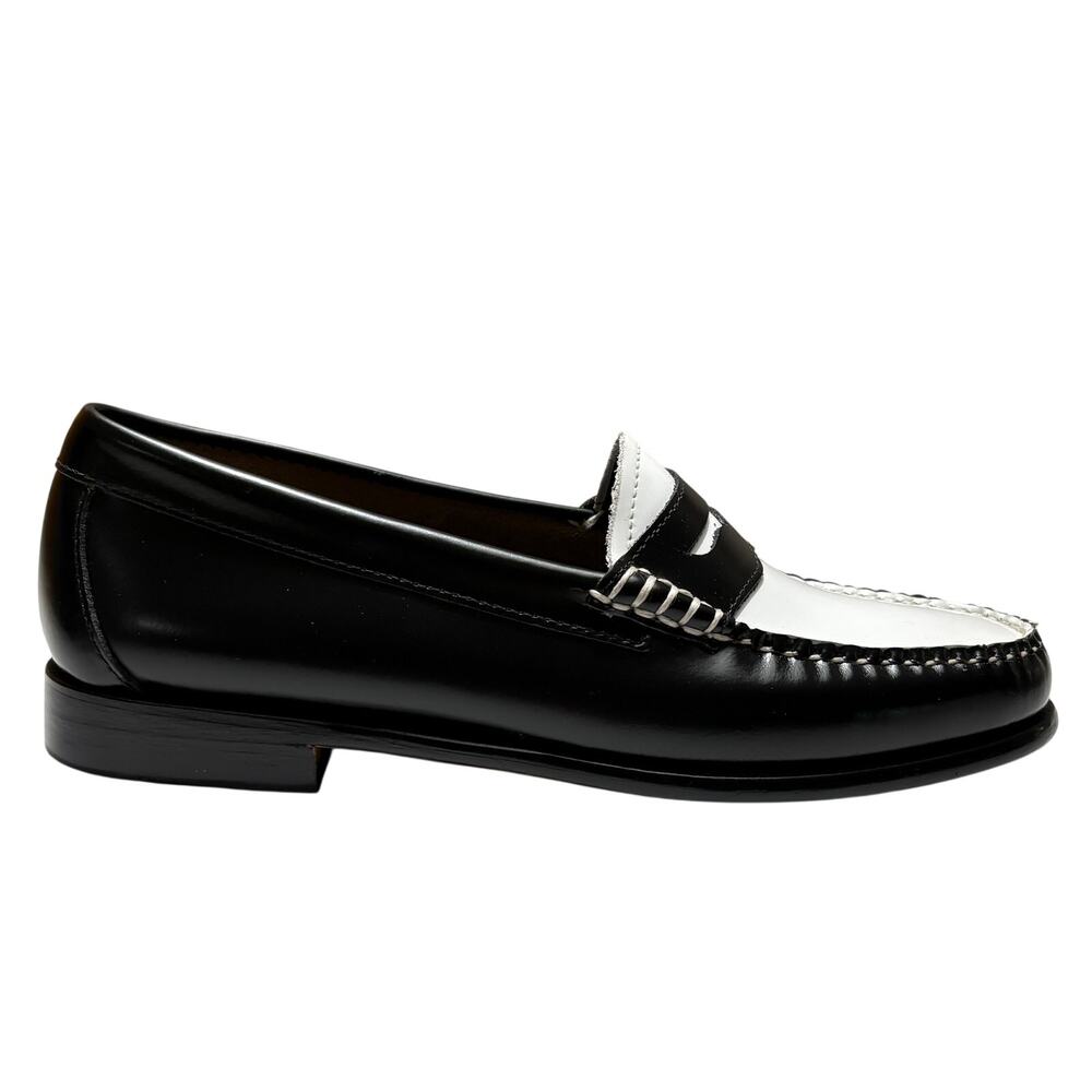 G.H. Bass WHITNEY WEEJUNS Penny Loafers in Black White Leather Size 8.5 $198 - Picture 7 of 13